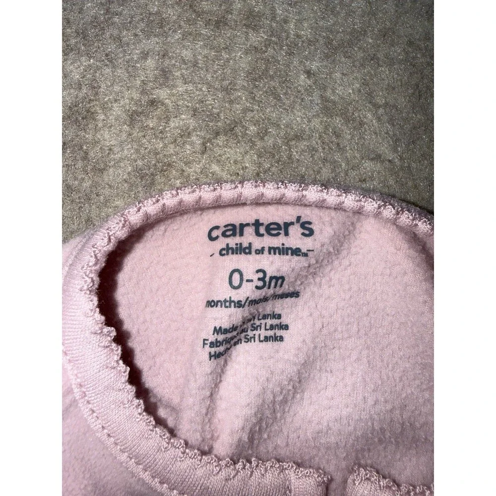 Carter's Pink Fleece Zip Footed Sleeper Long Sleeve Little Sister Floral 0-3M